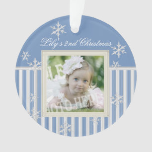 Streifen und Schneeflocken Winter Foto Ornament