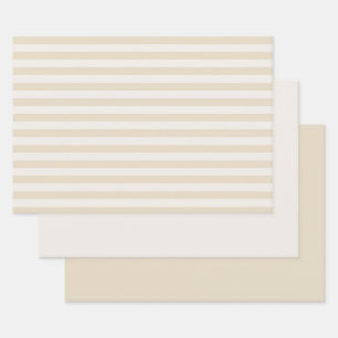 Streifen und solide beige Papiertücher für Elfenbe Geschenkpapier Set