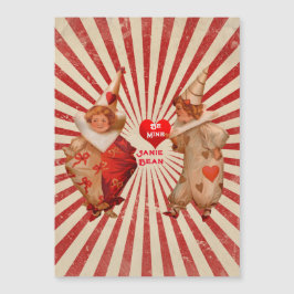 Streifen und Vintage Valentinische Clowns mit Herz Magnetkarte