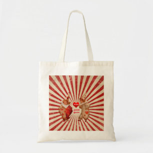 Streifen und Vintage Valentinische Clowns mit Herz Tragetasche