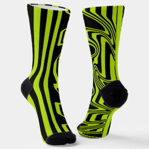 Streifen und Wirbel - Kalkgrün und Schwarz Socken