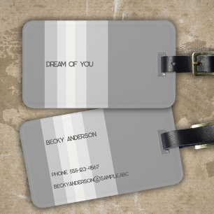 Streifen und Wörter auf grauem Gradient Gepäckanhänger