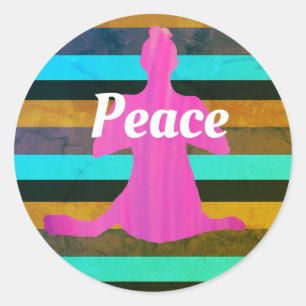 Streifen und Yoga-Aufkleber Runder Aufkleber
