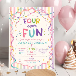 Streifen Vier Tollen Bunter Geburtstag Einladung