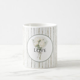 Streifen Weiße Rose Blumenstrauß Liebe Kaffeetasse