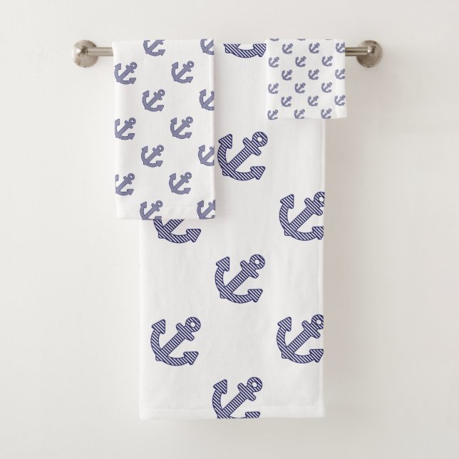 Streifenanschor-Wiederholung weiß Badhandtuch Set (Insitu)