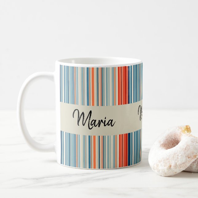 Streifenbecher Kaffeetasse (Mit Donut)