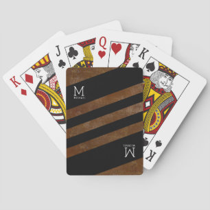 Streifenbraun mit Monogramm Spielkarten