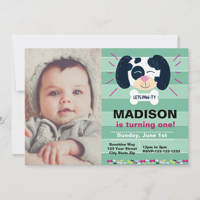 StreifenDalmatiner Geburtstagsfeier Einladung mit  (Vorderseite)