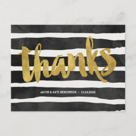 Streifendank | Imitats Gold Foil Vielen Dank Postkarte