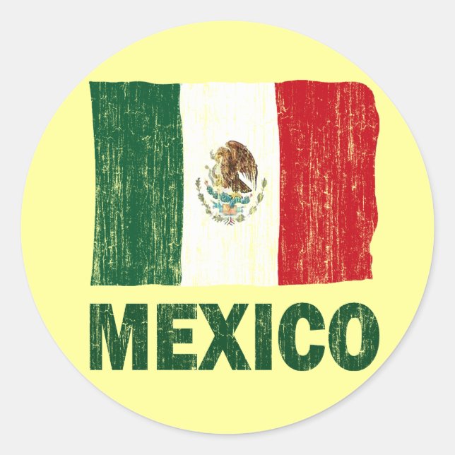 STREIFENDER STIL MEXIKO FLAG RUNDER AUFKLEBER (Vorderseite)