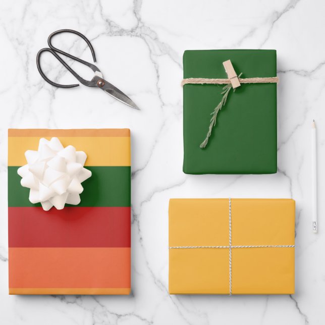 Streifenfarben der Papierblätter für Herbst Geschenkpapier Set (Vorderseite)