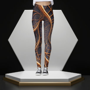Streifenfusion: Leggings braun und schwarz geometr