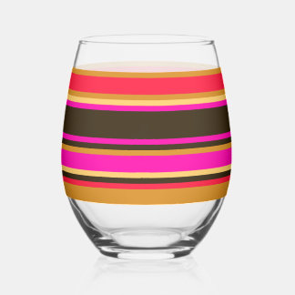 Streifenglas - Gold, Rot und Magenta Weinglas Ohne Stiel