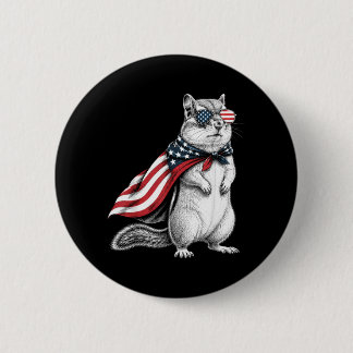 Streifenhörnchen 4. Juli US-amerikanische Flagge P Button