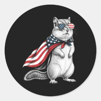 Streifenhörnchen 4. Juli US-amerikanische Flagge P Runder Aufkleber