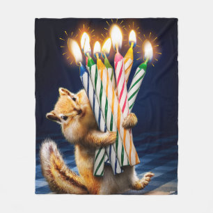 Streifenhörnchen-Geburtstagskerzen Fleecedecke