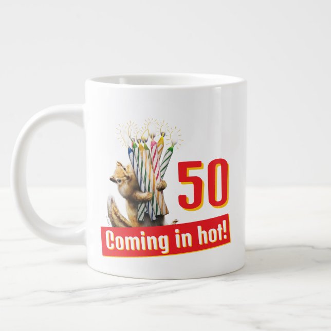 Streifenhörnchen-Geburtstagskerzen Jumbo-Tasse (Links)