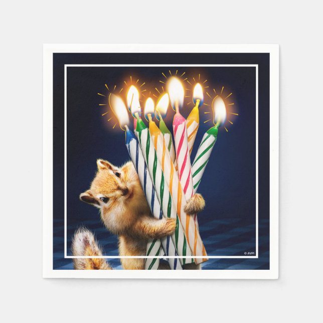 Streifenhörnchen-Geburtstagskerzen Serviette (Vorderseite)