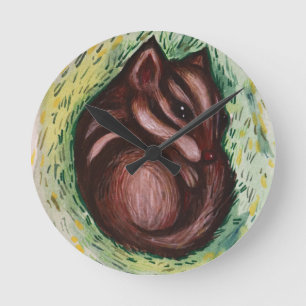 Streifenhörnchen im Frühling Runde Wanduhr