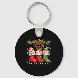 Streifenhörnchen in Weihnachts-Socken Leuchtet Str Schlüsselanhänger