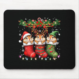 Streifenhörnchen in Weihnachts-Socken-Lichter Stre Mousepad