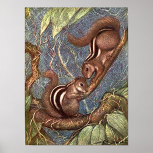 Streifenhörnchen von Louis Sargent, Vintage Wild A Poster