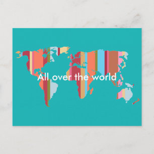 Streifenkarte der Welt Postkarte