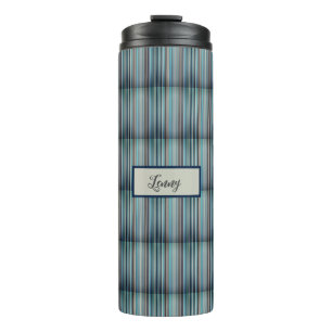Streifenmuster blau grau thermosbecher