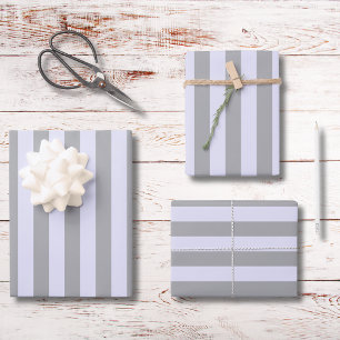 Streifenmuster in Grau und Lavendel Geschenkpapier Set