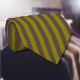 Streifenmuster in Schokoladenbraun und Olivgrün Krawatte