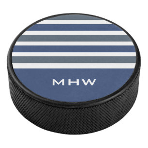 Streifenmuster individuelles Monogramm Hockeypuck Eishockey Puck