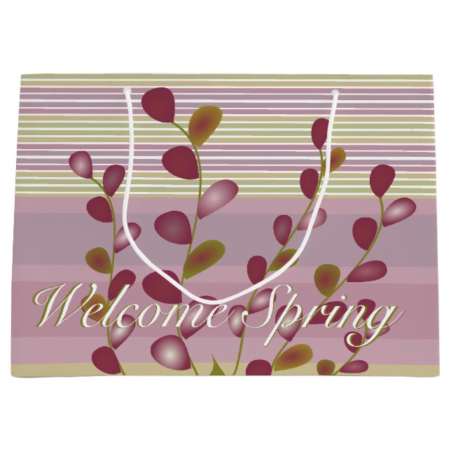 Streifenmuster mit Burgund Große Geschenktüte (Vorderseite)