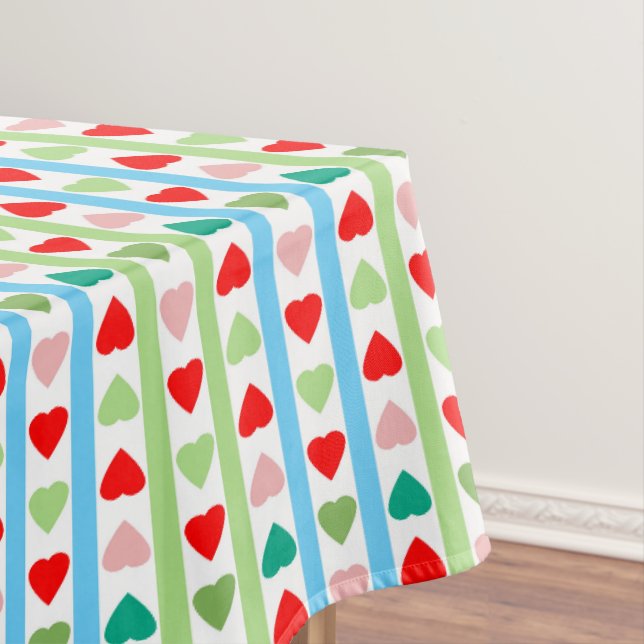 Streifenmuster mit Herzen für Valentinstag  Tischdecke (Beispiel)