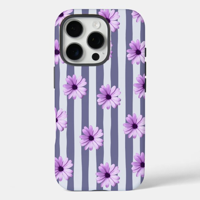 Streifenmuster mit lila Molsen Case-Mate iPhone Hülle (Rückseite)