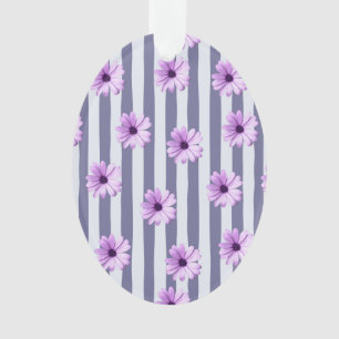 Streifenmuster mit violetten Gänseblümchen Ornament