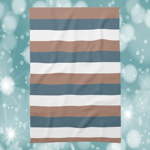 Streifenmuster Mocha Brown Aquamarin White Geschirrtuch