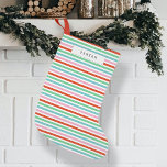 Streifenmuster | Moderne festliche Farben Kleiner Weihnachtsstrumpf<br><div class="desc">Stilvolle,  niedliche Weihnachtsscandy Stripe Strumpf in markanten Rot-,  Grün-,  Blau- und Rosatönen in einem modernen "skandinavischen" Stil. Perfekte Dekoration,  um Ihre Zuhause für die festliche Ferienzeit oder zu jeder Jahreszeit zu kleiden! Teil unserer Festive Stripe Kollektion mit einer Reihe von kostenlosen Produkten,  schauen Sie sich bitte an!</div>