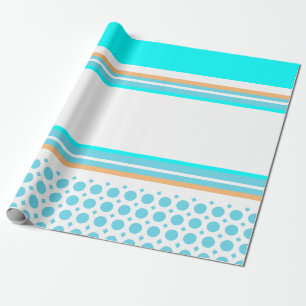 Streifenmuster Orange Aqua Blau Party Geschenkpapier