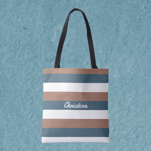 Streifenmuster personalisieren Aquamarin-braunes W