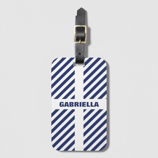 Streifenmuster und Name Gepäckanhänger (Vorderseite Vertikal)