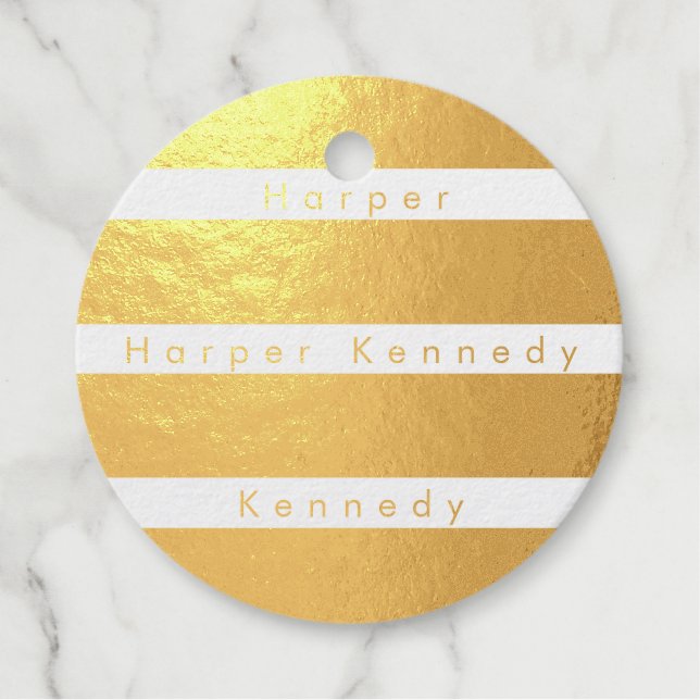 Streifennamene Real Gold Foil Geschenkanhänger (Vorderseite)