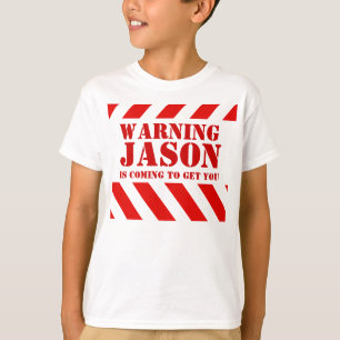 Streifennamensjason-T - Shirt der Kinder warnender