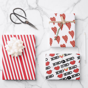 Streifenpapier Blätter Valentine Stripe Herzen Xo
