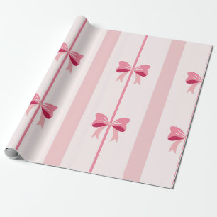 Streifenpink Bow Delight Geschenkpapier