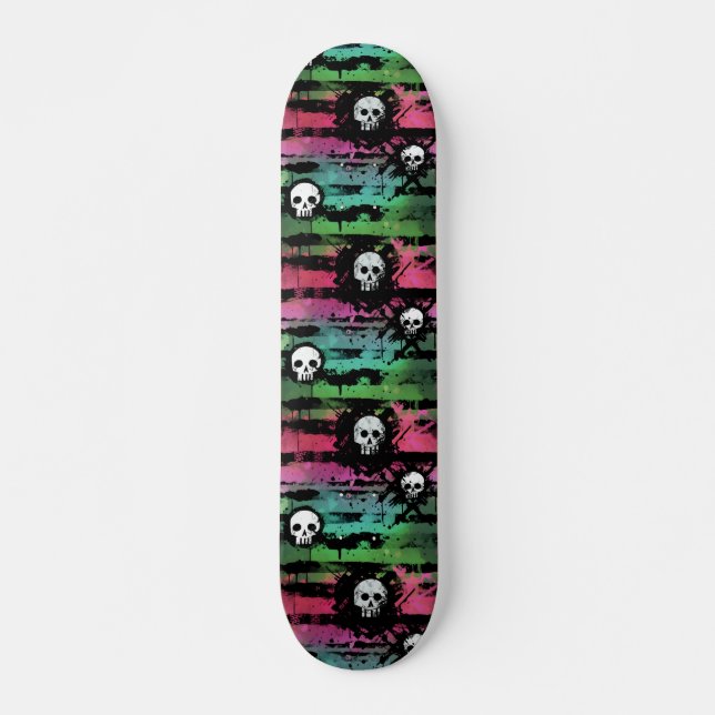 Streifenschädel Urban Punk Graffiti Muster Skateboard (Vorne)