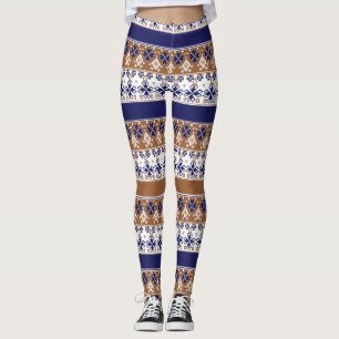 Streifenskandinavisches Muster braun blau Leggings