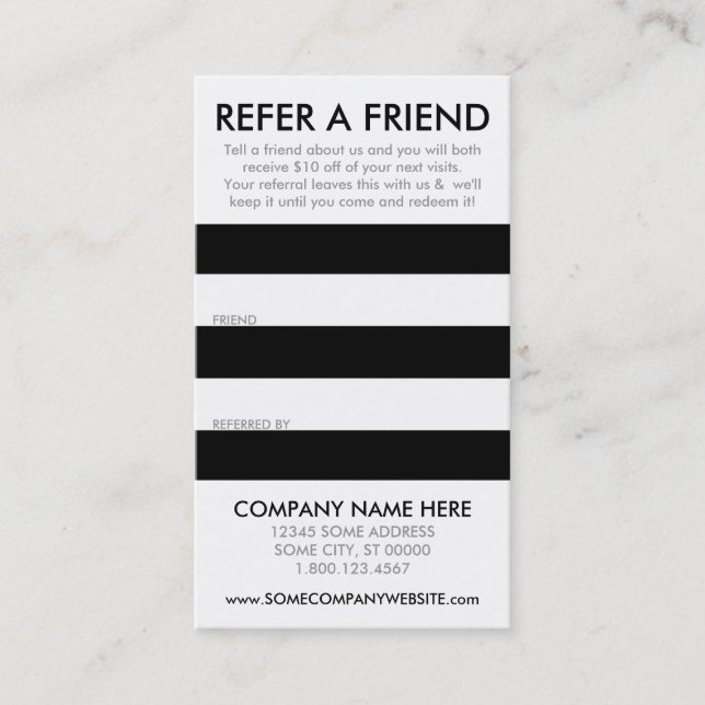 Streifenverweiskarte Empfehlungskarte (Vorderseite)