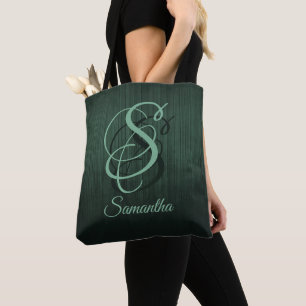 Streifenwaldgrün stylisch rustikales Monogramm