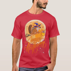 Streifhörnchen-Fahrt Hexe schoss Mond Vintage Stre T-Shirt